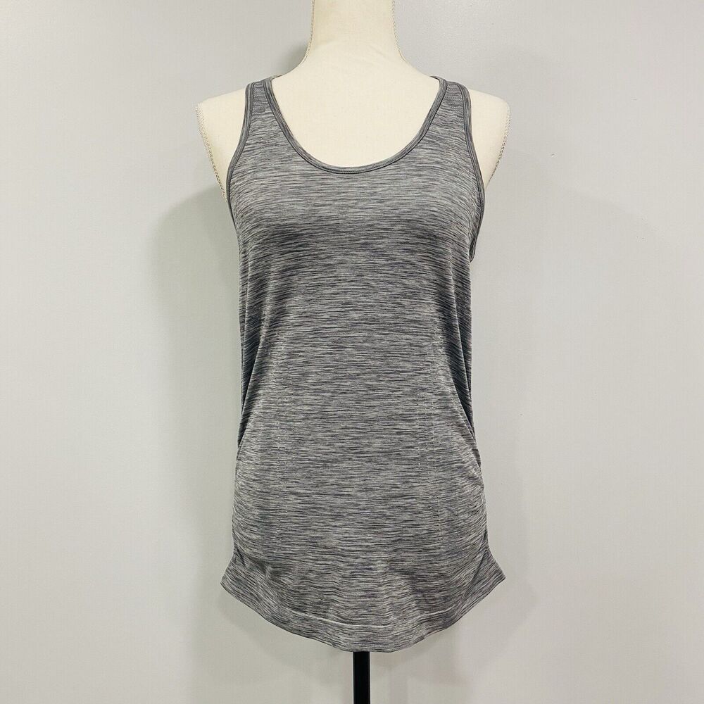 ATHLETA S Heathered Grey Speedlight Seamless Racerback Tank Top Ruched Stretch